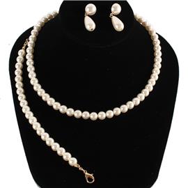 Pearls 3 Pcs Necklace Set