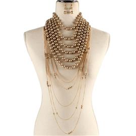 Pearls Chain Long Necklace Set