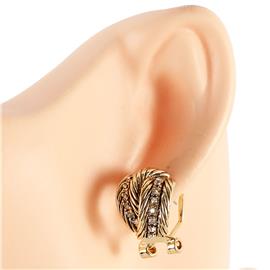 Rhodium CZ Twiste French Back Earring