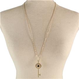 CZ Long Key Pendant Necklace