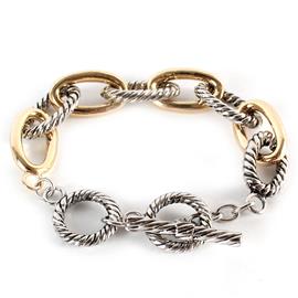 Rhodium Cable Oval Bracelet