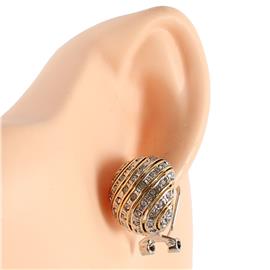 Rhodium CZ Semi Hoop French Back Earring