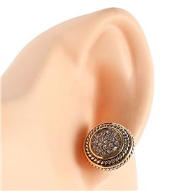 Rhodium CZ Round Earring