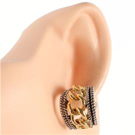 Rhodium Chain French Back Earring