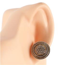 Rhodium CZ Round Earring