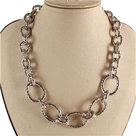 Rhodium Oval Chain Necklace