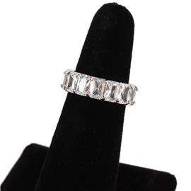 9 Cubic Zirconia Rectangle Wedding Ring