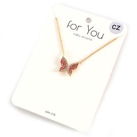 CZ Butterfly Pendant Necklace