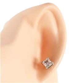 Cubic Zirconia Square Stud Earring