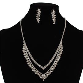 Rhinestones Layereds Necklace Set