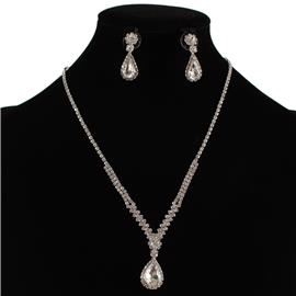 JR Teardrop Rhinestones 3pcs Necklace Set