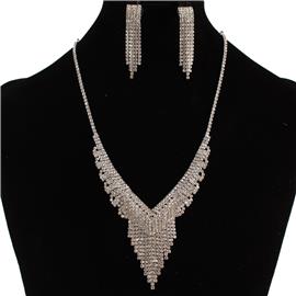 Rhinestones Fringeds Necklace Set