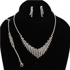 JR Rhinestones Casting 3Pcs Necklace Set