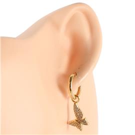 Rhodium CZ Huggie Butterfy Earring