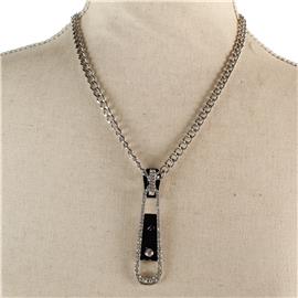 Chain Pendant Zipper Necklace