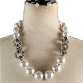 Fashion Pearls Stones Necklace Set