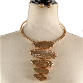 Metal Choker Drop Necklace Set