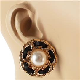 Metal Pearl Round Earring