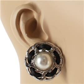 Metal Pearl Round Earring