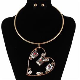 Fashion Metal Big Heart Necklace Set
