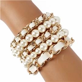 5 Layerds Pearl Stretch Bracelet