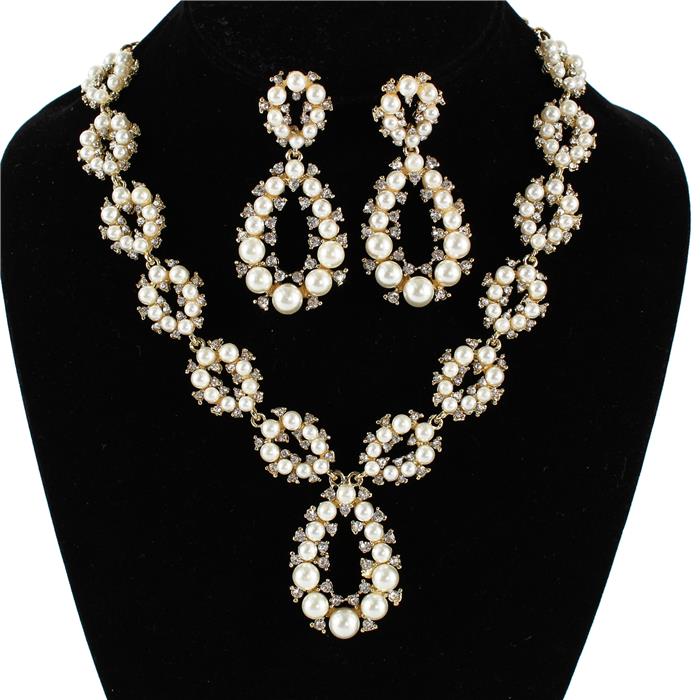 Pearl Tear Necklace Set - DDFLimport.com (Wholesale Fashion Jewelry)