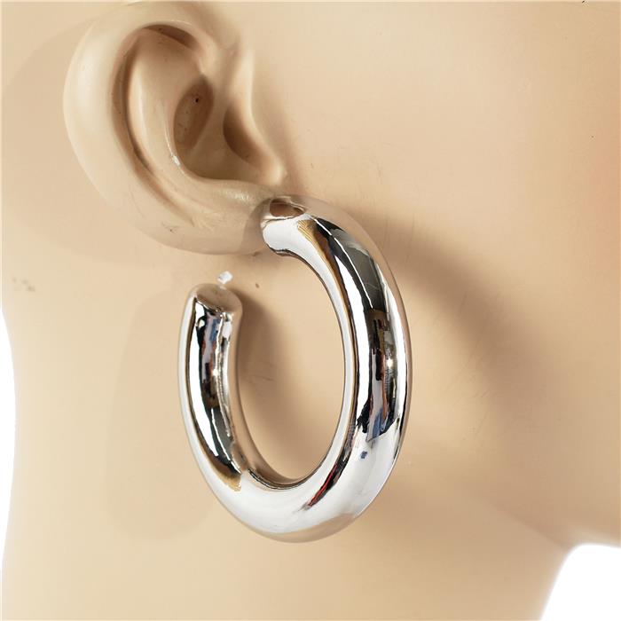 55 MM Metal Thick Hoop Earring