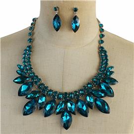 Crystal Leaf Necklace Set