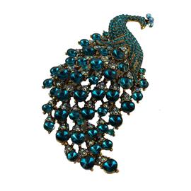 Crystal Peacock Brooch