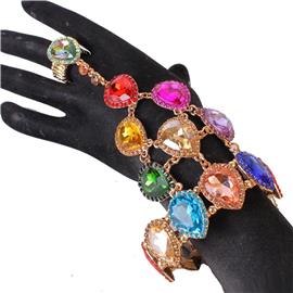 Crystal Teardrop Hand Chain Bracelet