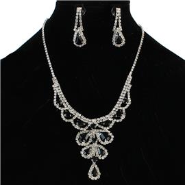 Rhinestones Teardrop Casting Necklace Set
