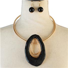 Fashion Drop Oval Choker Necklace Set