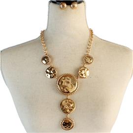 Metal Round Chain Necklace Set