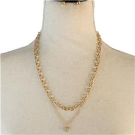 Metal Rolo Multiple Chain Necklace