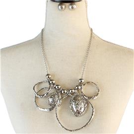 Metal Fashion Oval Round Necklace Set