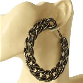 CCB Curb Chain Hoop Earring