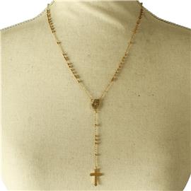 Stainless Steel Cross Rosary Necklace