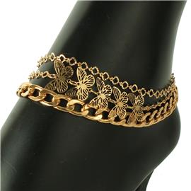 Metal Link Chain Butterfly Anklet