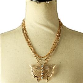 Butterfly Chain Link Necklace Set