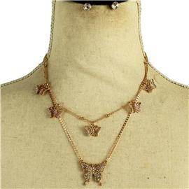 Metal Multi Butterfly Necklace Set