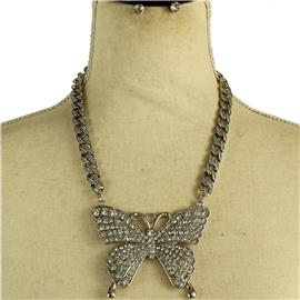 Metal Chain Butterfly Necklace Set