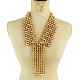 Pearls Stones Drop Necklace Set