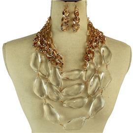 Fashion Crystal Beads Chunky Necklace Set