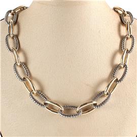 Rhodium Oval Chain Necklace