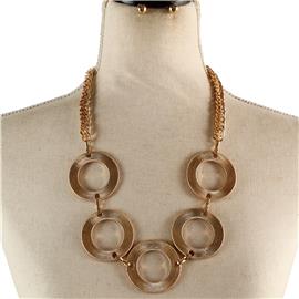 Metal Round Chain Necklace Set