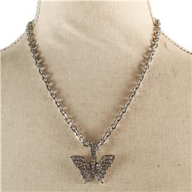 Chain Pendant Butterfly Necklace