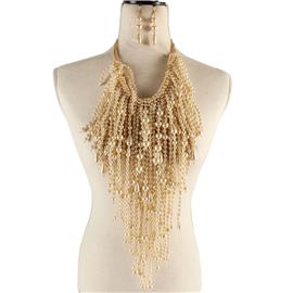 Fashion Long Pearls Fringeds Necklace Set