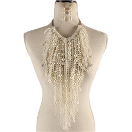 Fashion Long Pearls Fringeds Necklace Set