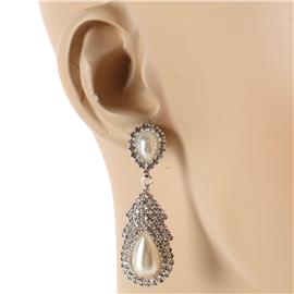 Rhinestones Pearl Teardrop Earring