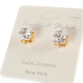 40in Cubic Zirconia Square Stud Earring